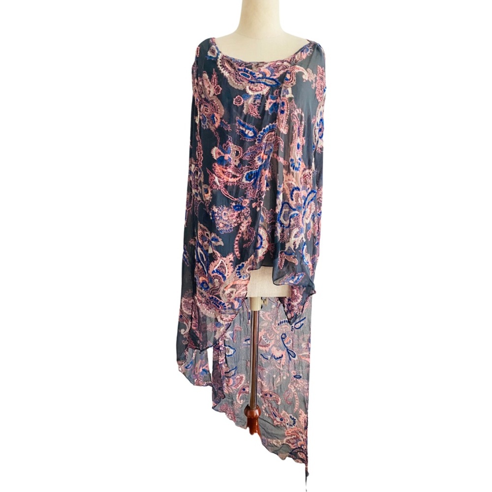ALL SAINTS Draconis Tunic Top Silk Draped Scarf Beaded Sheer Sequin 6